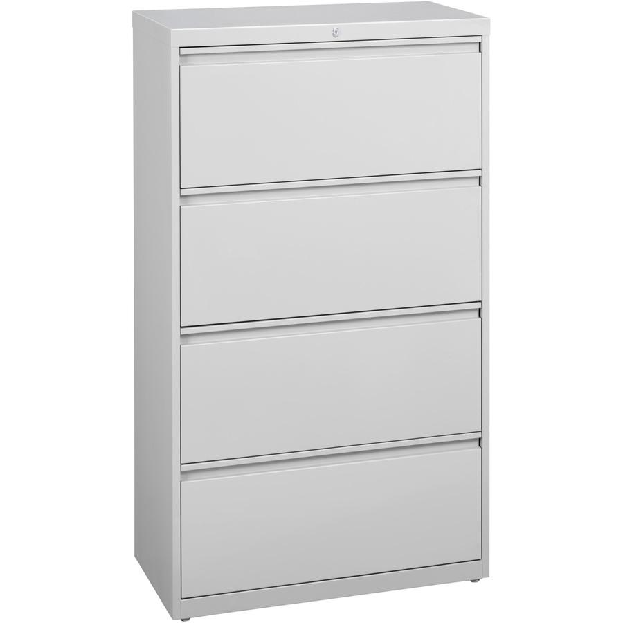 Lorell Fortress Series Lateral File - 36" Width x 18.6" Depth x 52.5" Height - 4 x Drawer(s) for File - Legal, Letter, A4 - Lateral - Rust Proof, Leveling Glide, Interlocking, Ball-bearing Suspension,. Picture 6