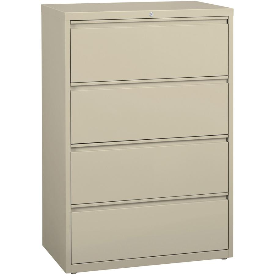 Lorell Fortress Series Lateral File - 36" Width x 18.6" Depth x 52.5" Height - 4 x Drawer(s) for File - Legal, Letter, A4 - Lateral - Rust Proof, Leveling Glide, Interlocking, Ball-bearing Suspension,. Picture 5