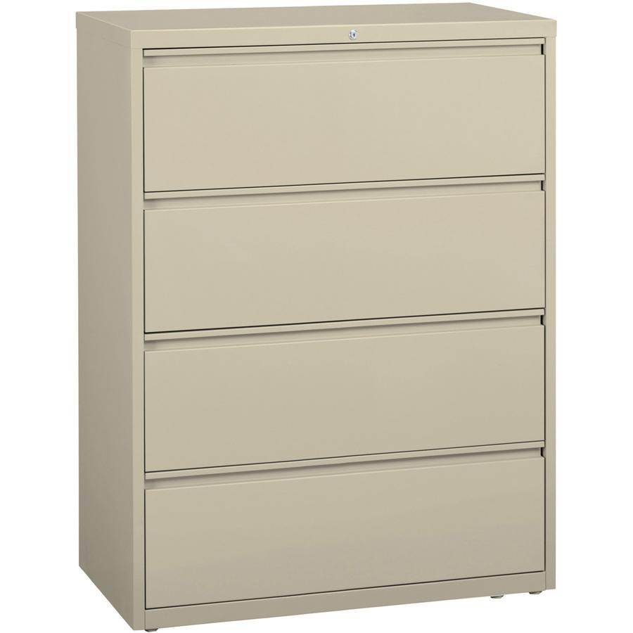 Lorell Fortress Series Lateral File - 42" Width x 18.6" Depth x 52.5" Height - 4 x Drawer(s) for File - Legal, Letter, A4 - Lateral - Rust Proof, Leveling Glide, Interlocking, Ball-bearing Suspension,. Picture 6