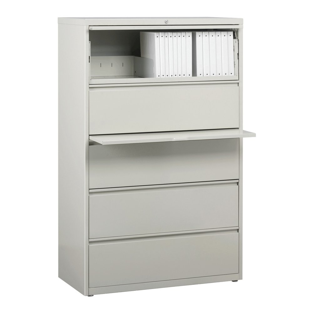 Lorell Fortress Series Lateral File - 36" Width x 18.6" Depth x 67.7" Height - 5 x Drawer(s) for File - Legal, Letter, A4 - Lateral - Rust Proof, Leveling Glide, Interlocking, Ball-bearing Suspension,. Picture 11