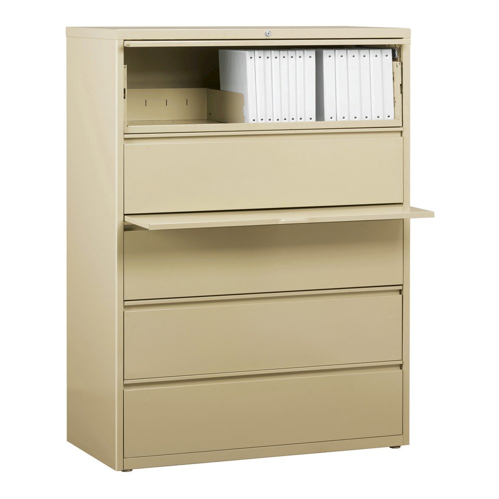 Lorell Fortress Series Lateral File w/Roll-out Posting Shelf - 42" x 18.6" x 67.7" - 5 x Drawer(s) for File - Legal, Letter, A4 - Lateral - Rust Proof, Leveling Glide, Interlocking, Ball-bearing Suspe. Picture 5