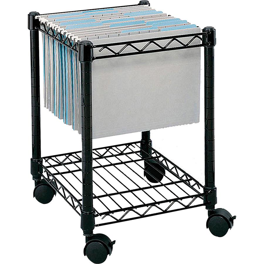 Safco Compact Mobile File Cart - 1 Shelf - 4 Casters - Steel - 15.50" Width x 14" Depth x 19.50" Height - Black - 1 Each. Picture 2