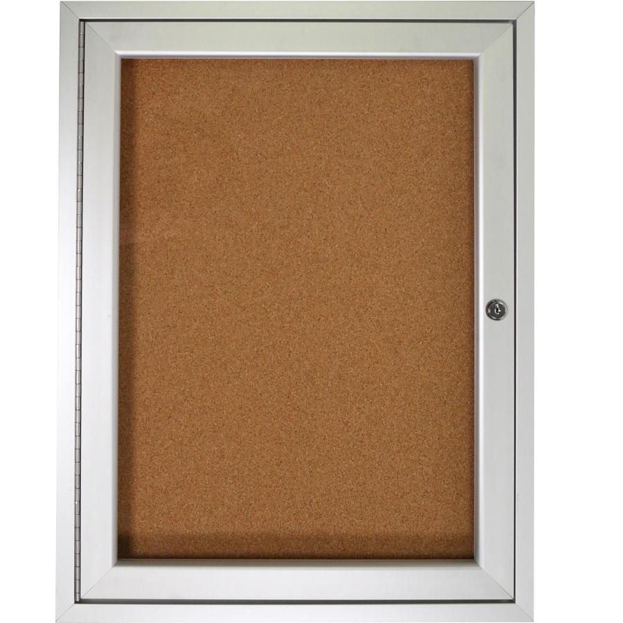 Ghent 1-door Enclosed Indoor Bulletin Board - 36" Board Height x 24" Board Width - Cork Surface - Shatter Resistant - 1 Each. Picture 5