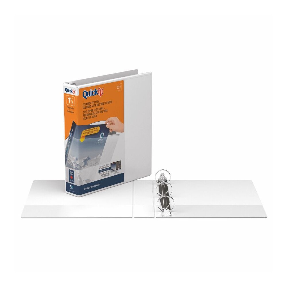 QuickFit Clear-View Binder, 3-Ring Binder, Round Ring, 1.5 Inch, White - 1 1/2" Binder Capacity - Letter - 8 1/2" x 11" Sheet Size - 275 Sheet Capacity - 3 x 1.50" Ring - Fastener: Round Ring - Pocket. Picture 6