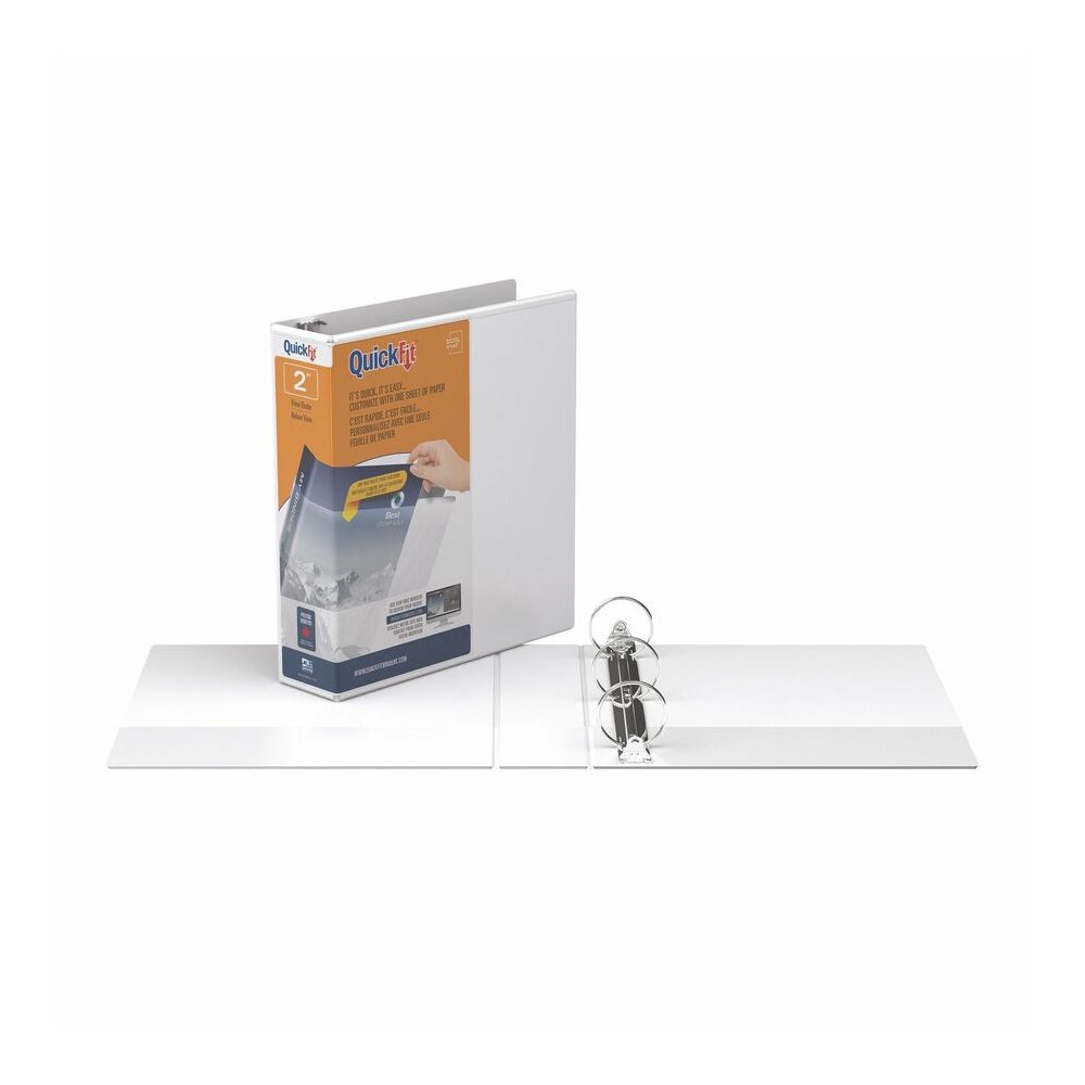 QuickFit Clear-View Binder, 3-Ring Binder, Round Ring, 2 Inch, White - 2" Binder Capacity - Letter - 8 1/2" x 11" Sheet Size - 400 Sheet Capacity - 3 x 2" Ring - Fastener: Round Ring - Pocket: Interna. Picture 6
