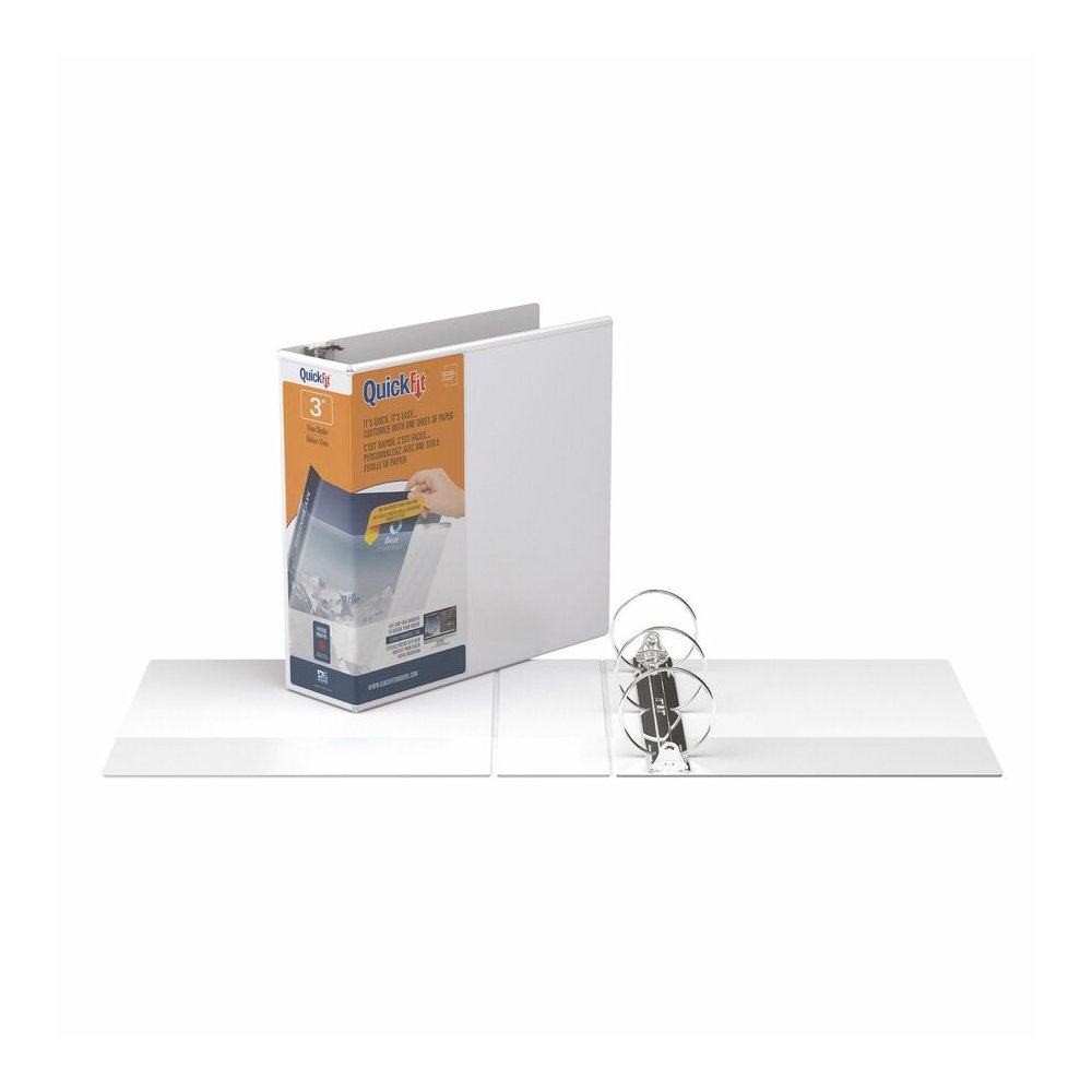 QuickFit Clear-View Binder, 3-Ring Binder, Round Ring, 3 Inch, White - 3" Binder Capacity - Letter - 8 1/2" x 11" Sheet Size - 600 Sheet Capacity - 3 x 3" Ring - Fastener: Round Ring - Pocket: Interna. Picture 6