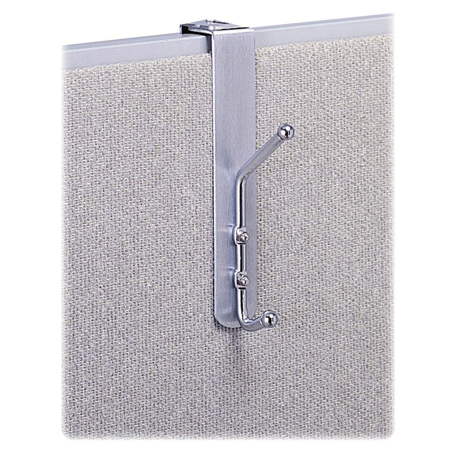 Safco Over The Panel Coat Hook - 2 Hooks - for Garment - Steel, Aluminum - 1 Each. Picture 2