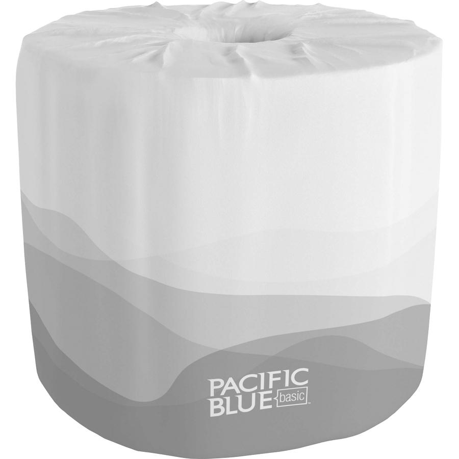 Pacific Blue Basic Standard Roll Embossed Toilet Paper - 2 Ply - 4.05" x 4" - 550 Sheets/Roll - White - 80 / Carton. Picture 4