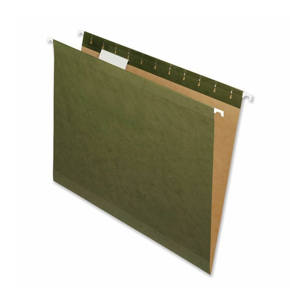 Nature Saver 1/5 Tab Cut Letter Recycled Hanging Folder - 8 1/2" x 11" - Poly - Standard Green - Laminated, Durable - 100% Recycled - 25 / Box. Picture 2