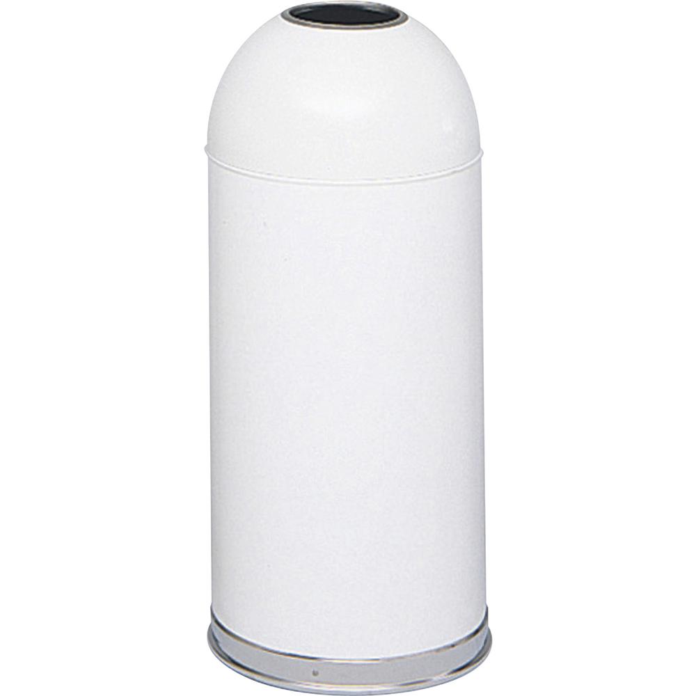 Safco Open Top Dome Waste Receptacle - 15 gal Capacity - 6" Opening Diameter - 34" Height x 15" Depth - Stainless Steel - White - 1 Each. Picture 2