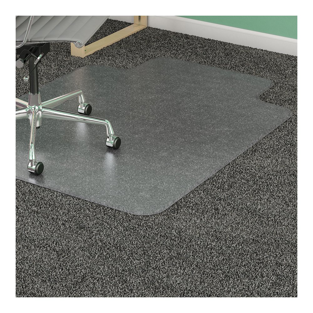 Lorell Lipped Chair Mat for Medium-Pile Carpet - 48" x 60" - 60" Length x 48" Width x 60" Depth x 0.100" Thickness - Lip Size 12" Length x 25" Width - Rectangular - Vinyl - Clear - 1 Each. Picture 2