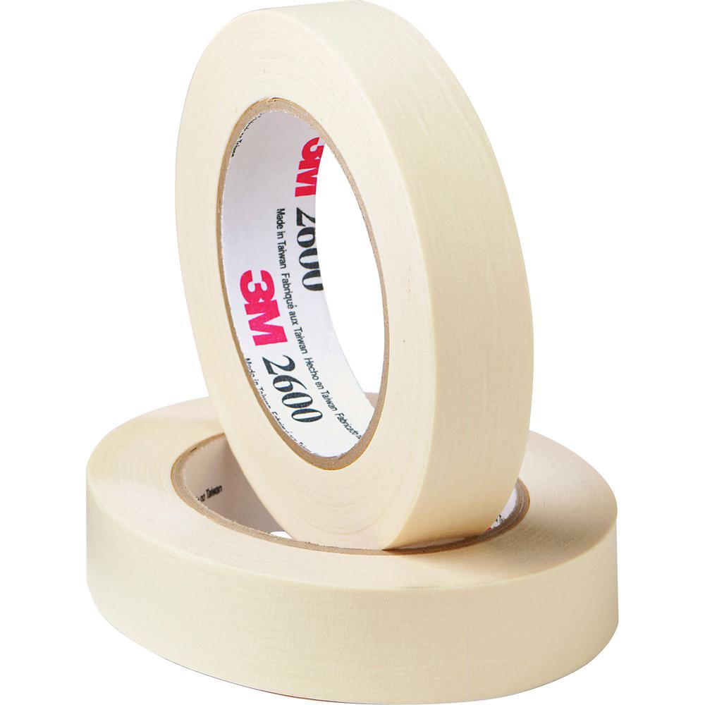 Highland Economy Masking Tape - 60 yd Length x 1" Width x 4.4 mil Thickness - 3" Core - Tan - Rubber Backing - For Labeling, Bundling, Mounting, Wrapping, Holding - 9 / Pack. Picture 2