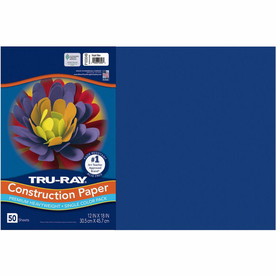 Tru-Ray Heavyweight Construction Paper - 18"Width x 12"Length - 50 / Pack - Royal Blue - Sulphite. Picture 4