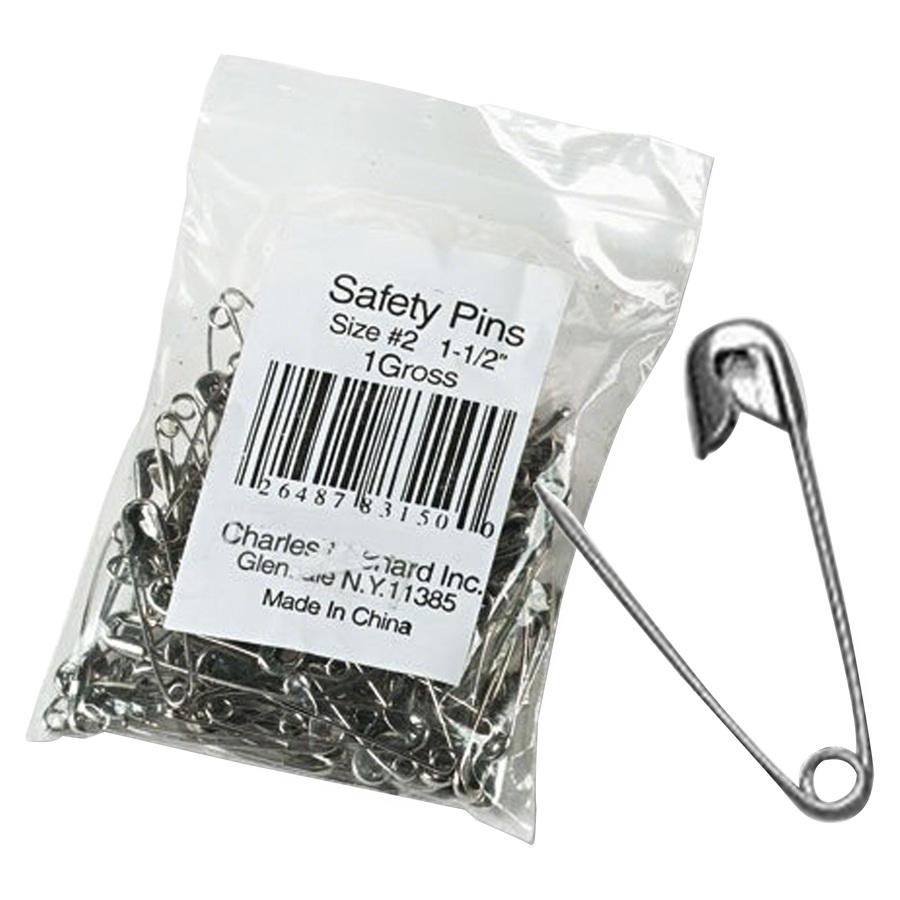 CLI Safety Pins - 1.5" Length - Rust Resistant - 144 / Pack - Silver - Steel. Picture 2