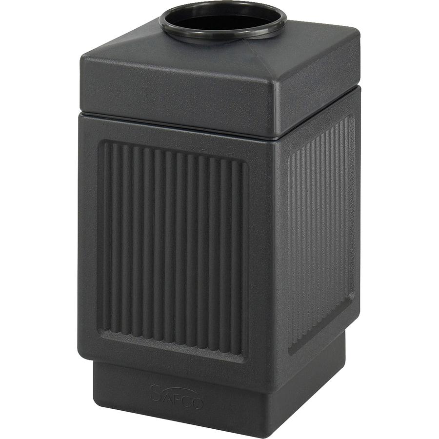 Safco Indoor/Outdoor Waste Receptacle - 38 gal Capacity - 31.5" Height x 18.3" Width x 18.3" Depth - Polyethylene - Black - 1 Each. Picture 2