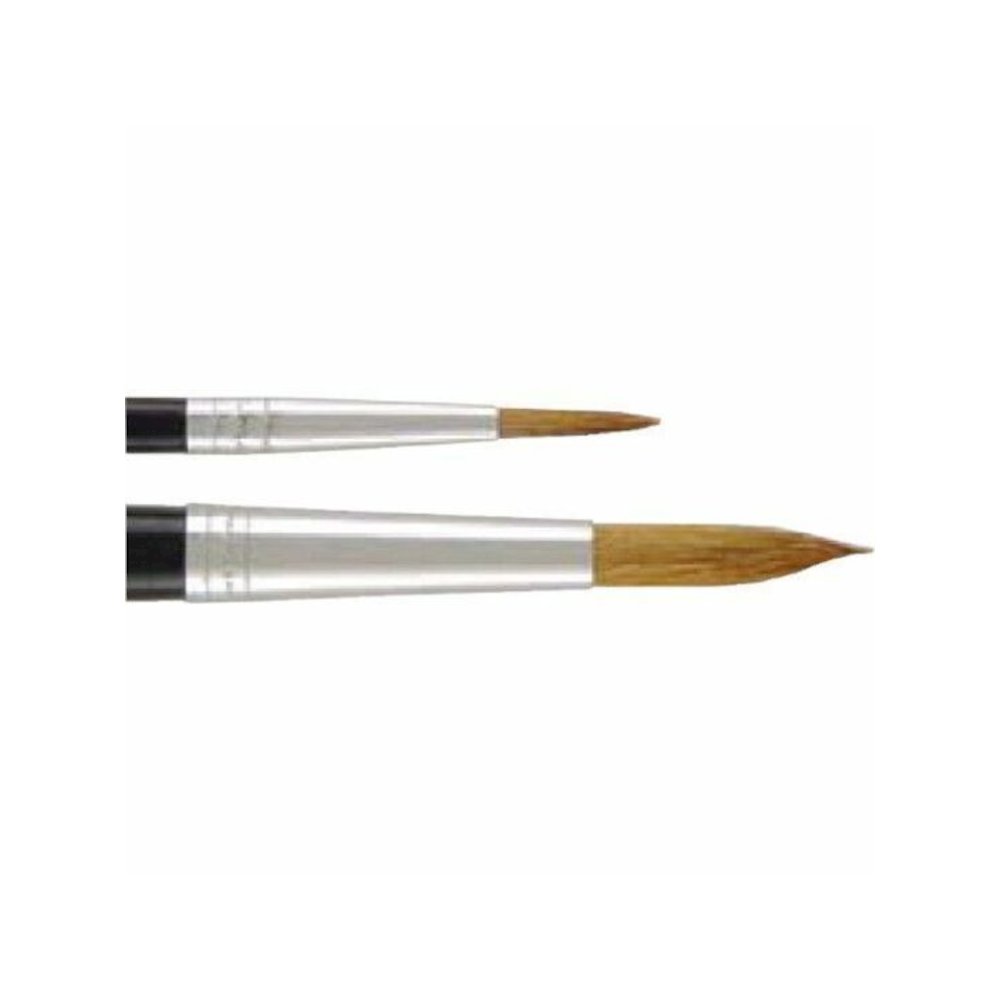 Charles Leonard Size 4 Water Color Pointed Brushes - No. 4 - Hardwood Handle - Aluminum Ferrule - 1 Dozen. Picture 2