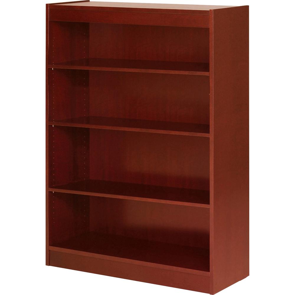 Lorell Panel End Hardwood Veneer Bookcase - 48" Height x 36" Width x 12" Depth x 0.8" Thickness - 4 Shelve(s) - 3 Adjustable Shelf(ves) - Material: Veneer - Finish: Cherry - 1 Each. Picture 2