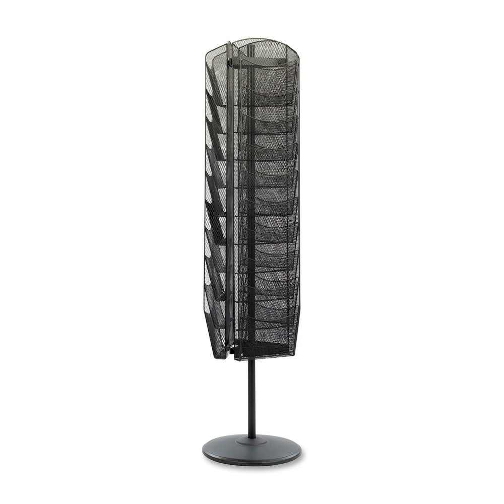 Safco Onyx Rotating Mesh Magazine Rack - 30 Compartment(s) - Compartment Size : 7.50" x 9.75" - 66" Height x 16.50" Width x 16.50" Depth - Floor - Black - Steel - 1 Each. Picture 4