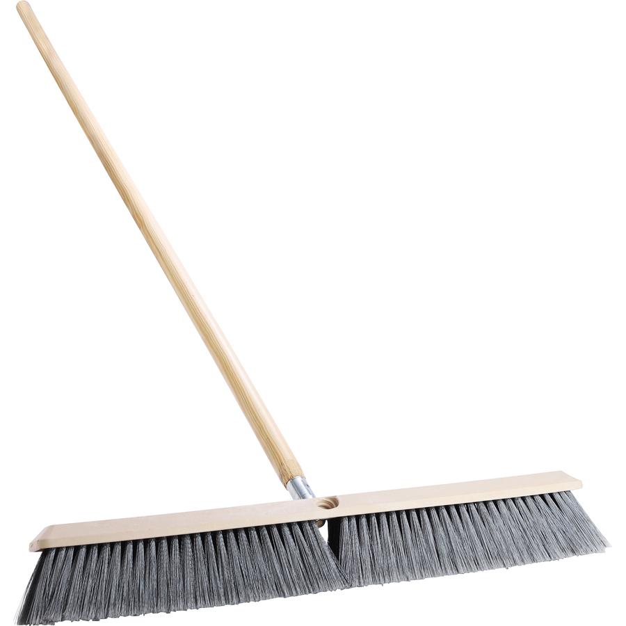 Genuine Joe Heavy-duty Floor Sweep with Handle - 24" Polypropylene Bristle - 60" Handle Length x 1.25" Handle Diameter - Hardwood Handle - 1 Each. Picture 7