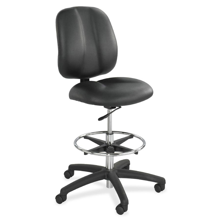Safco Apprentice II Extended Height Armless Drafting Chair - Black Seat Color - Vinyl Seat Material - Vinyl Back Material - 5-star Base - Black - 1 Each. Picture 2