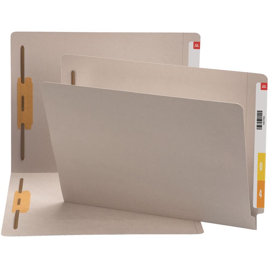 Smead Straight Tab Cut Letter Recycled Fastener Folder - 8 1/2" x 11" - 3/4" Expansion - 2 x 2B Fastener(s) - 2" Fastener Capacity for Folder - Gray - 10% Recycled - 50 / Box. Picture 3