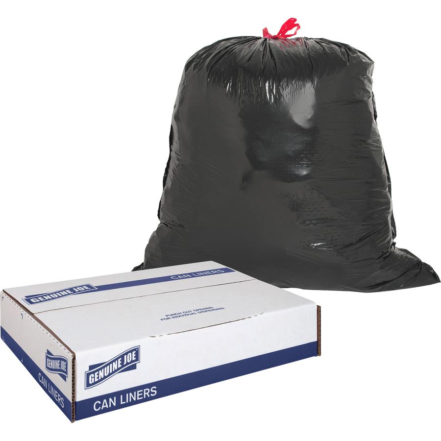 Genuine Joe Flexible Drawstring Trash Can Liners - Medium Size - 30 gal Capacity - 32" Length x 30" Width x 1.05 mil (27 Micron) Thickness - Low Density - Drawstring Closure - Black - Resin - No - 42/. Picture 8