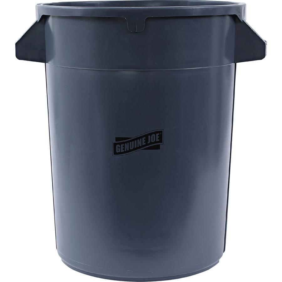 Genuine Joe Heavy-Duty Trash Container - 32 gal Capacity - Side Handle, Venting Channel - Plastic - Gray - 1 Each. Picture 11