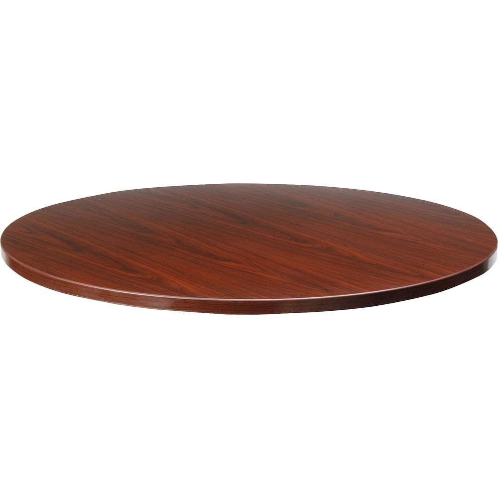 Lorell Essentials Conference Tabletop - Laminated Round, Mahogany Top - Contemporary Style - 41.38" Table Top Width x 41.38" Table Top Depth x 1" Table Top Thickness - Conferencing - Assembly Required. Picture 6