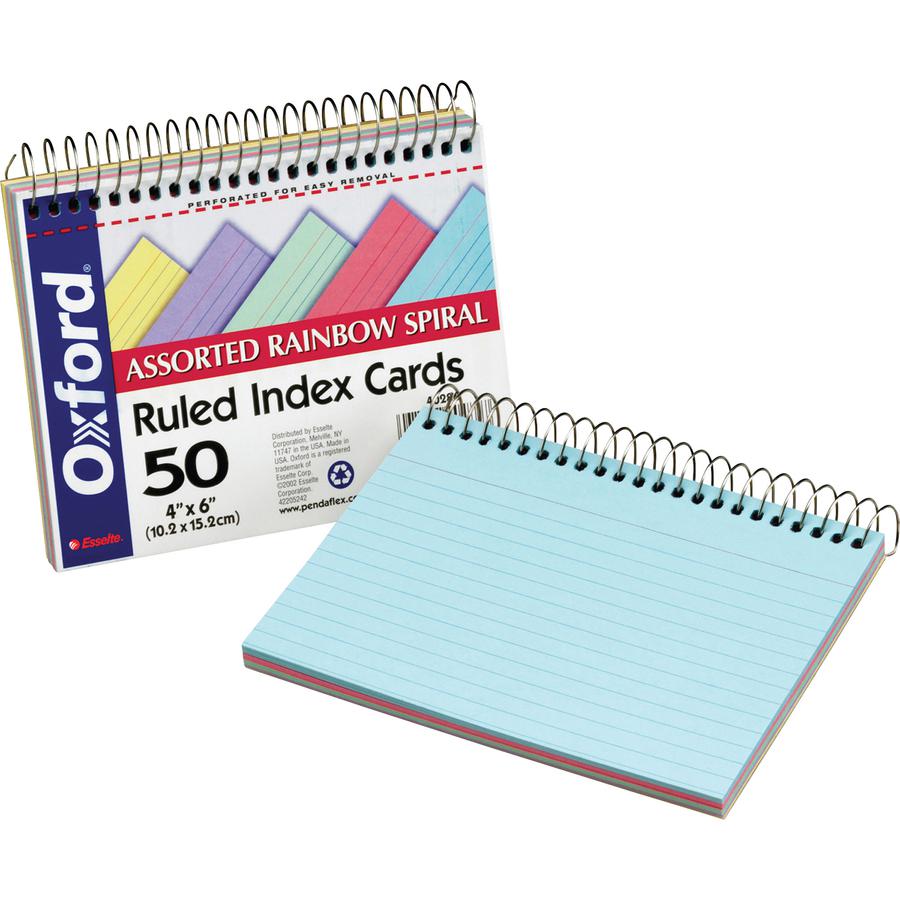 TOPS Oxford Spiral Bound Ruled Index Cards - Ruled - 6" x 4" - Perforated - 1 Each. Picture 2