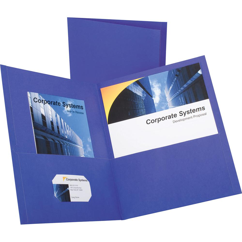 Oxford Letter Recycled Pocket Folder - 8 1/2" x 11" - 100 Sheets Capacity - 2 Inside Front & Back Pocket - Leatherette - Purple - Turned Edge - 10% Recycled - 25 / Box. Picture 2