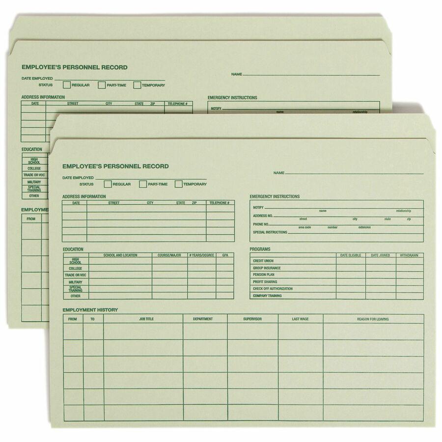 Smead Straight Tab Cut Letter Recycled Top Tab File Folder - 8 1/2" x 11" - Moss - 10% Recycled - 20 / Pack. Picture 7