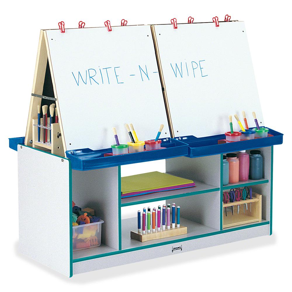 Jonti-Craft Rainbow Accents 4 Station Art Center - Freckled Gray, Teal Stand - Floor Standing - Assembly Required - 1 Each. Picture 3
