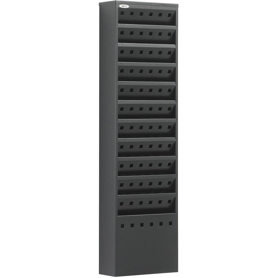 Safco 11-Pocket Steel Magazine Racks - 11 Pocket(s) - 36.25" Height x 10" Width x 4" Depth - Floor - Scratch Resistant - Powder Coated - Black - Steel - 1 Each. Picture 3