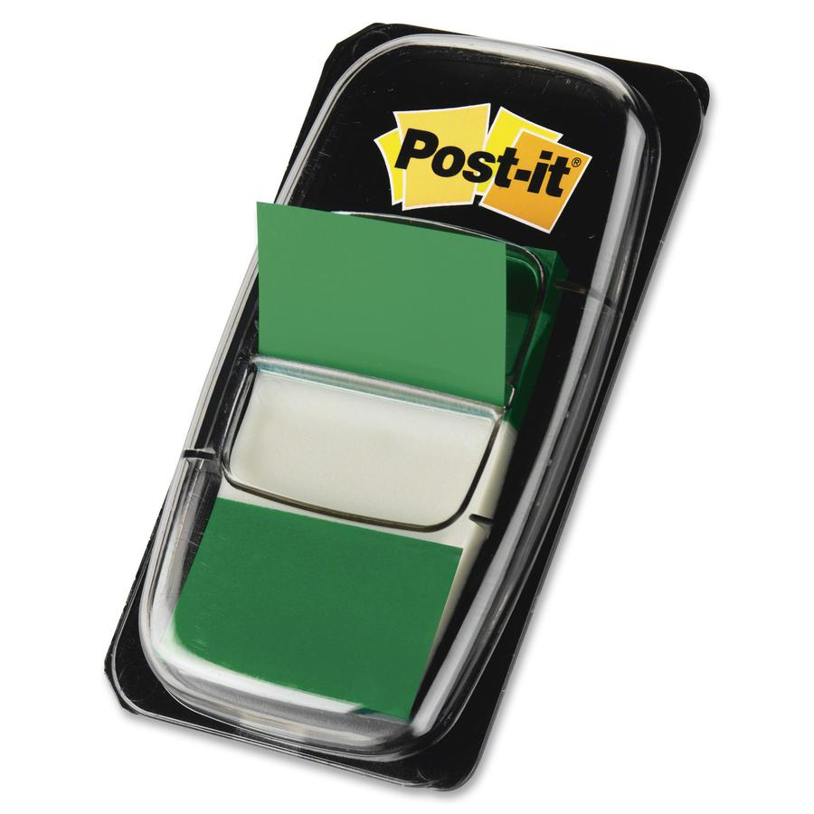 Post-it&reg; Green Flag Value Pack - 600 x Green - 1" x 1 3/4" - Rectangle - Unruled - Green - Removable, Writable - 12 / Box. Picture 9