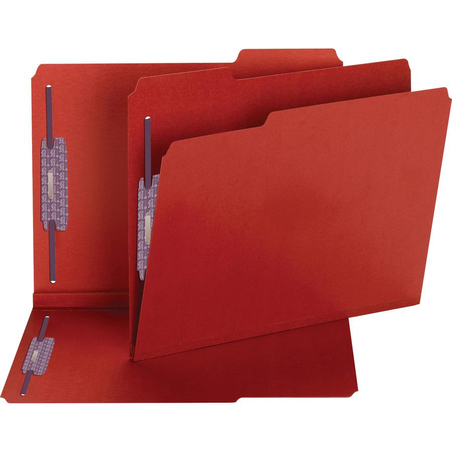 Smead Colored 1/3 Tab Cut Letter Recycled Fastener Folder - 8 1/2" x 11" - 2" Expansion - 2 x 2S Fastener(s) - 2" Fastener Capacity for Folder - Top Tab Location - Assorted Position Tab Position - Pre. Picture 2