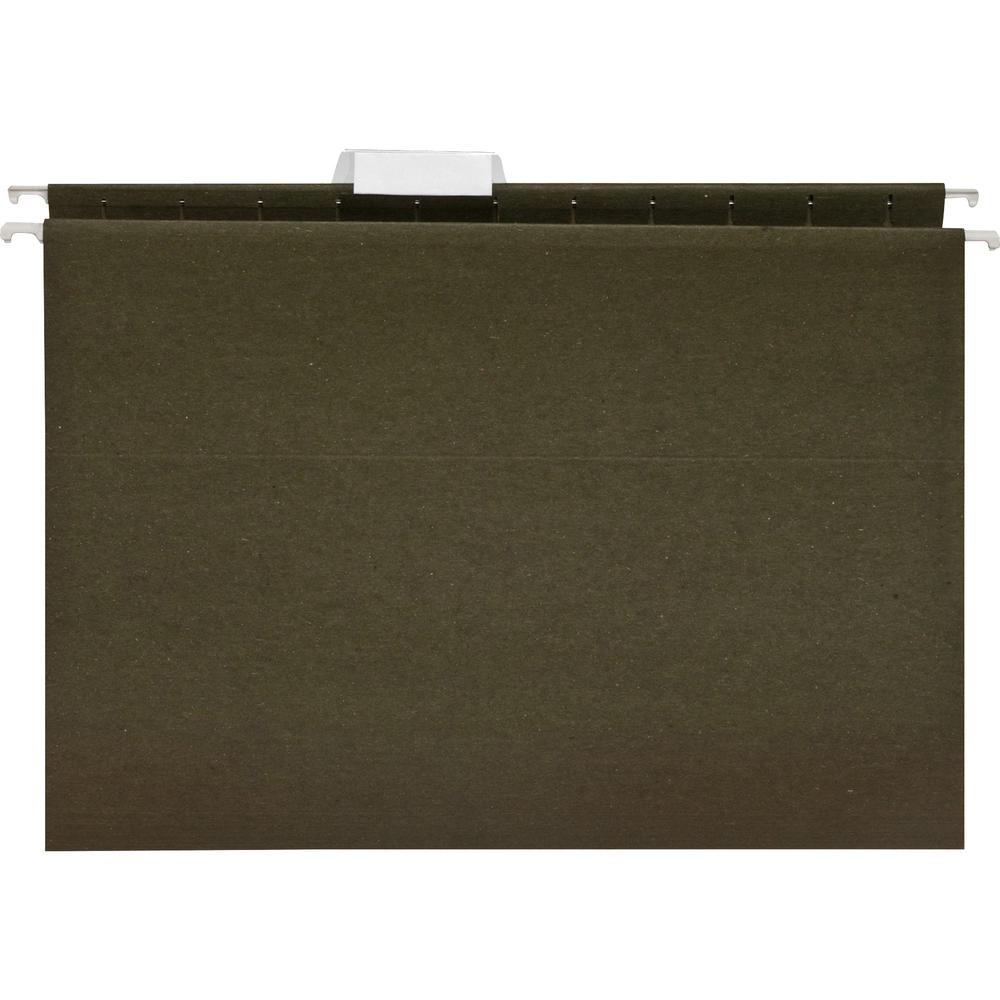 Business Source 1/5 Tab Cut Letter Recycled Hanging Folder - 8 1/2" x 11" - 11 pt. - Green - Acid-free - 100% Recycled - 25 / Box. Picture 9