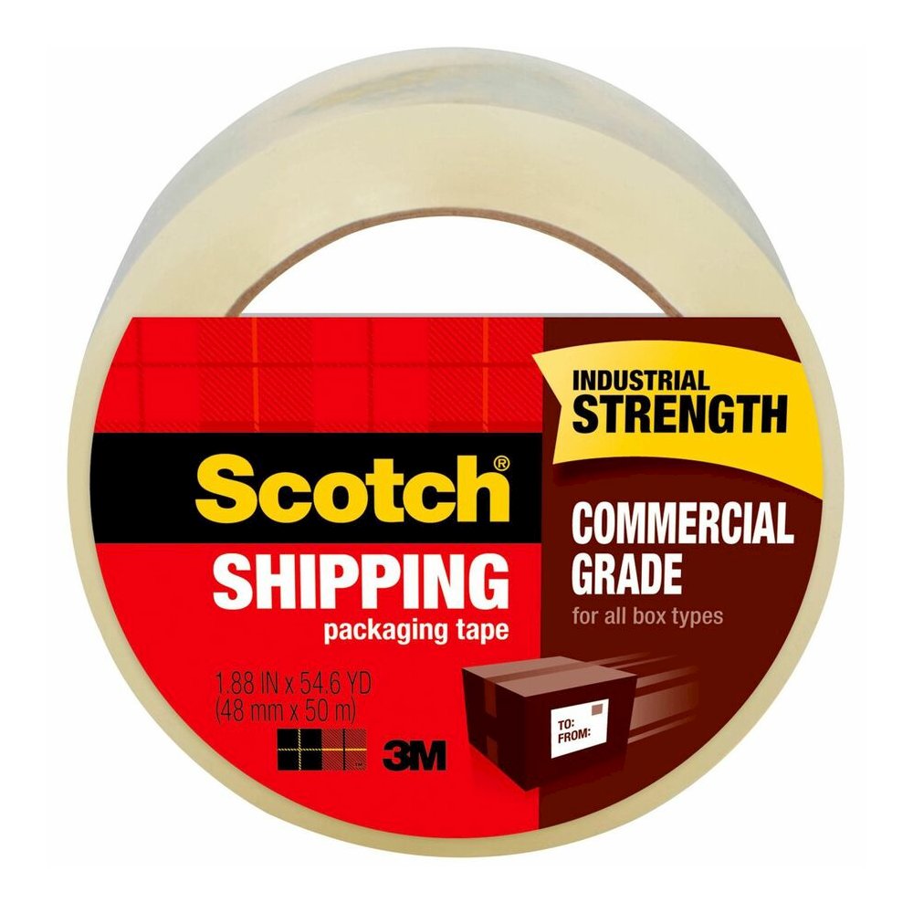 Scotch Commercial-Grade Shipping/Packaging Tape - 54.60 yd Length x 1.88" Width x 3.1 mil Thickness - 3" Core - Clear - Synthetic Rubber Resin - For Sealing, Splicing - 48 / Carton. Picture 3