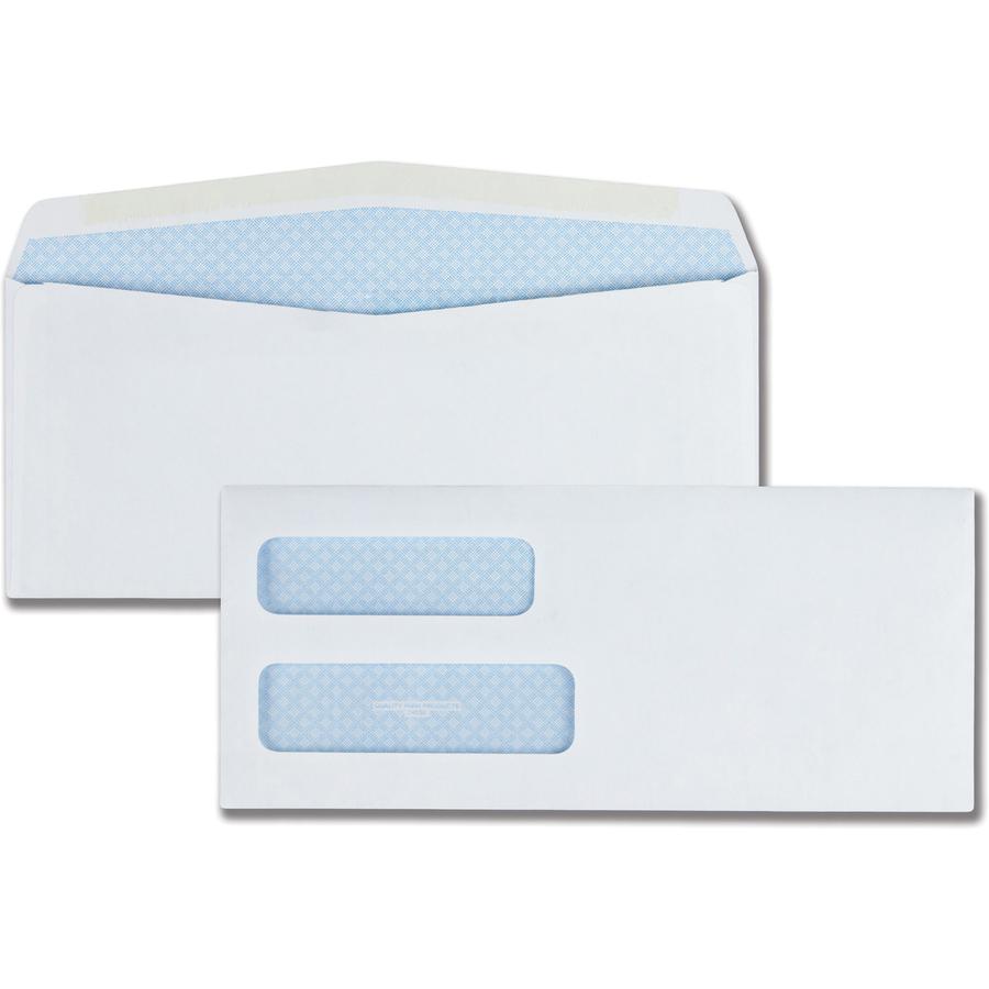 Quality Park No. 10 Double Window Security Tint Envelopes - Security - #10 - 4 1/8" Width x 9 1/2" Length - 24 lb - Gummed - 500 / Box - White. Picture 5