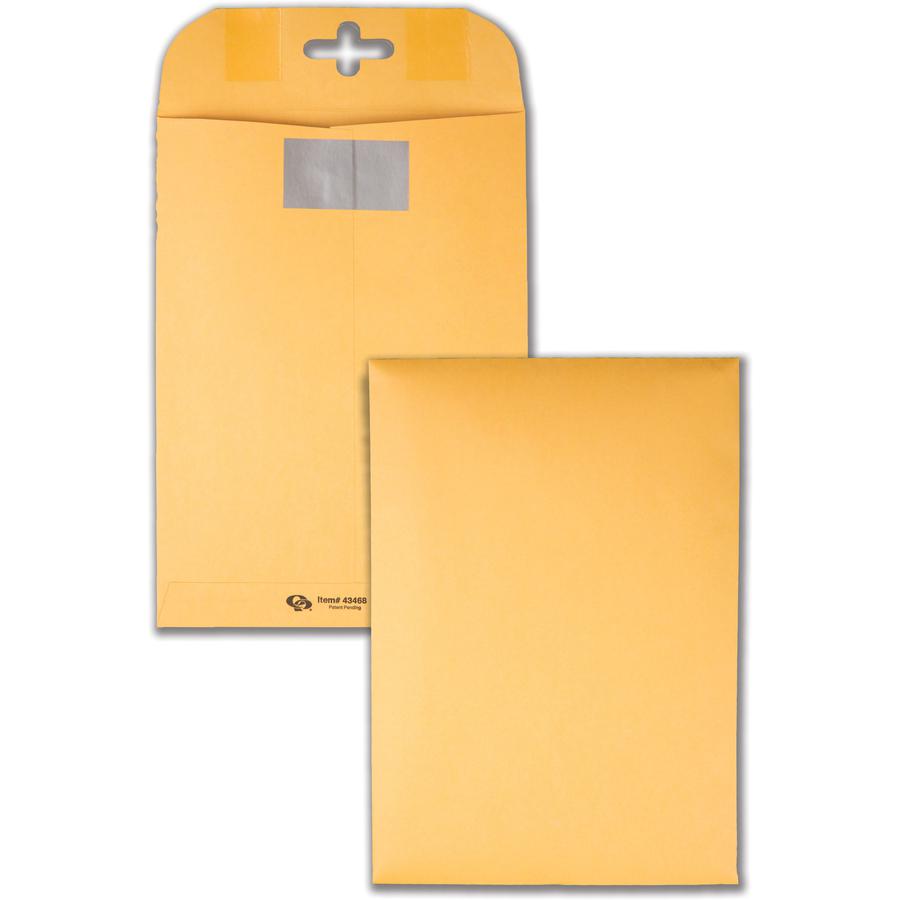 Quality Park 6 x 9 Postage Saving ClearClasp Envelopes with Reusable Redi-Tac Closure - 6" Width x 9" Length - 28 lb - Clasp - 100 / Box - Kraft. Picture 6
