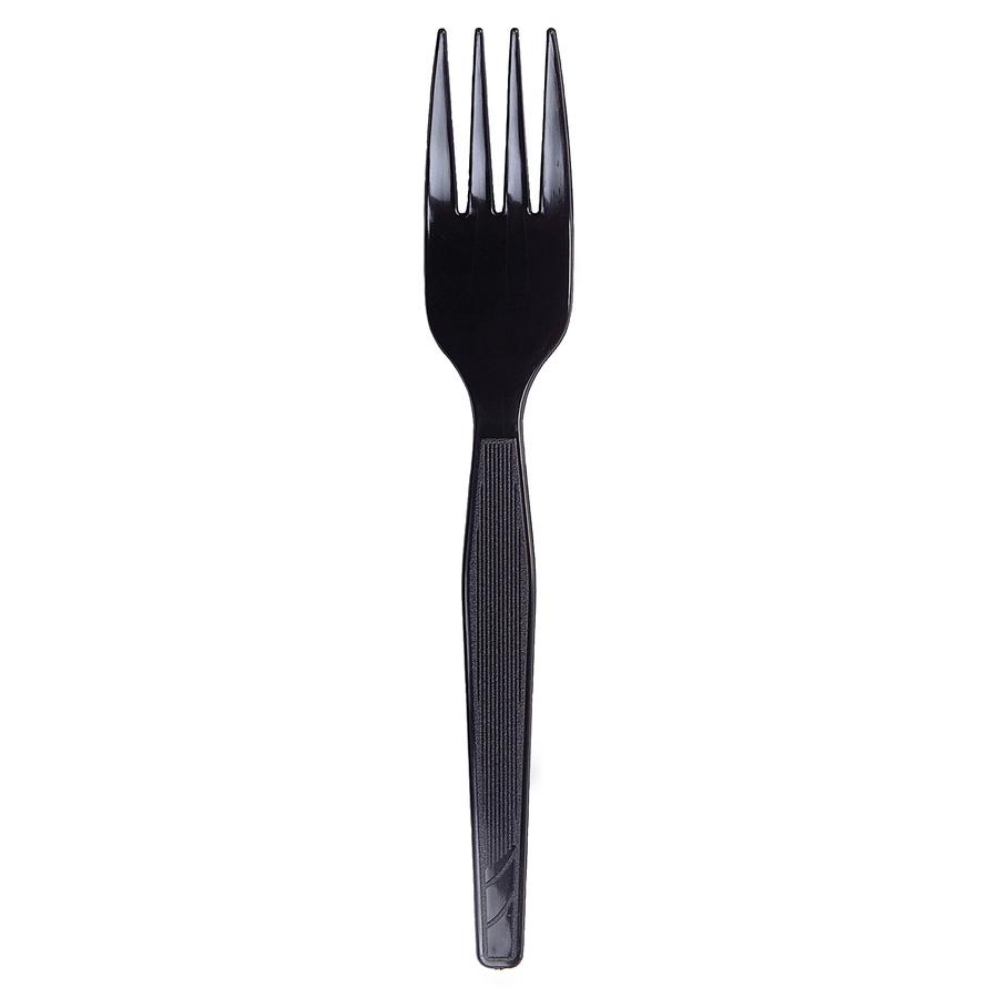 Dixie Medium-Weight Disposable Plastic Forks by GP Pro - 1000/Carton - Black. Picture 3