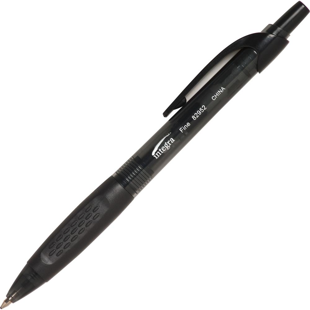 Integra 82952 Retractable Ballpoint Pens - Retractable - Black Ink - Black, Transparent Barrel - 1 Dozen. Picture 5