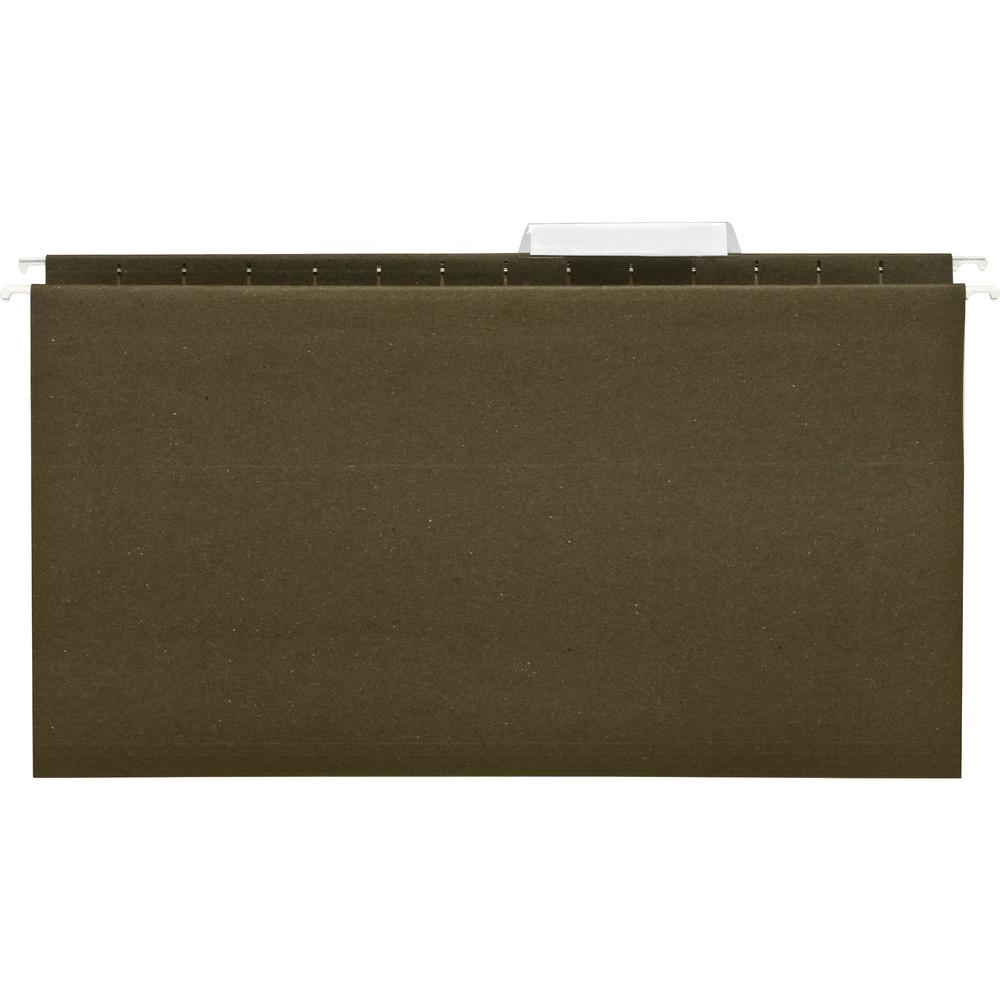 Business Source 1/3 Tab Cut Legal Recycled Hanging Folder - 8 1/2" x 14" - 11 pt. - Poly - Green - 100% Recycled - 25 / Box. Picture 3
