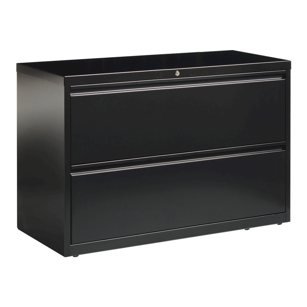 Lorell Fortress Series Lateral File - 42" x 18.6" x 28.1" - 2 x Drawer(s) for File - Letter, Legal, A4 - Lateral - Interlocking, Leveling Glide, Ball-bearing Suspension, Label Holder - Black - Recycle. Picture 5