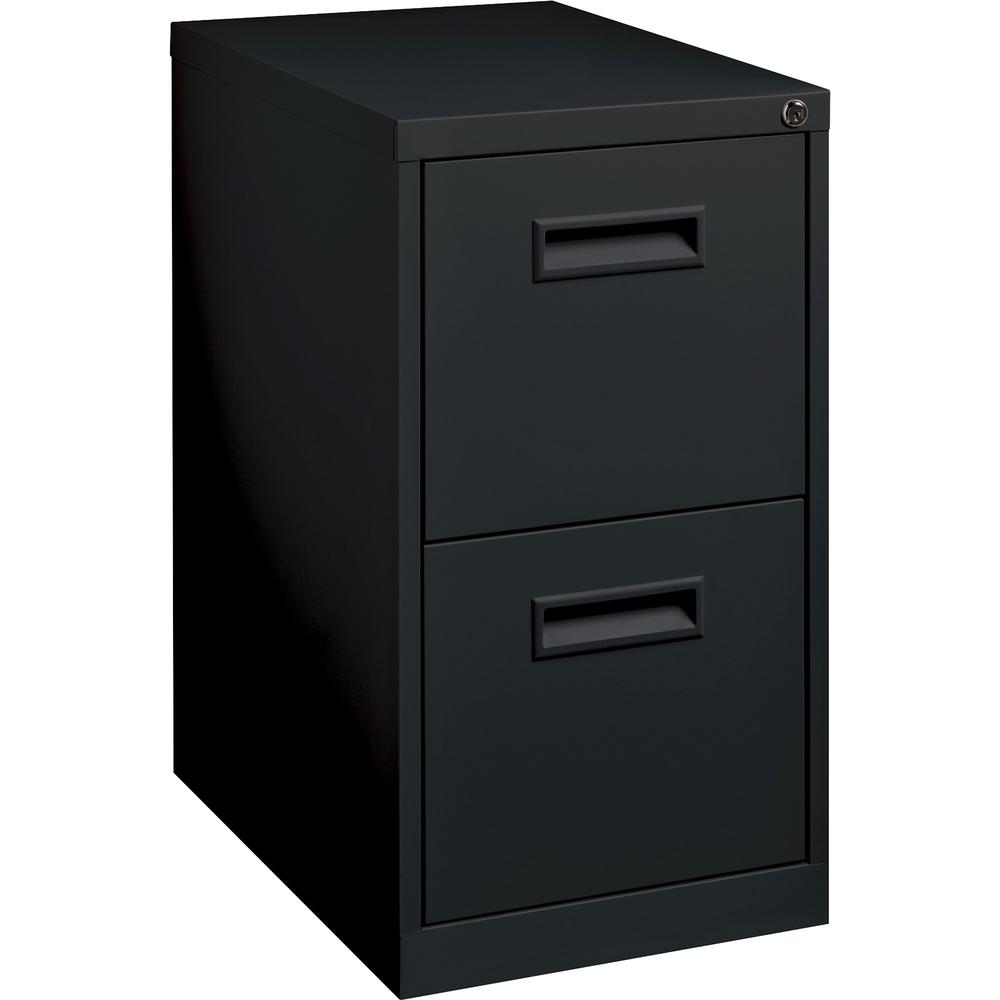 Lorell 22" File/File Mobile File Cabinet with Recessed Pull - 15" Width x 22.9" Depth x 28" Height - 2 x Drawer(s) for File - Letter - Security Lock, Ball-bearing Suspension - Black - Powder Coated - . Picture 5