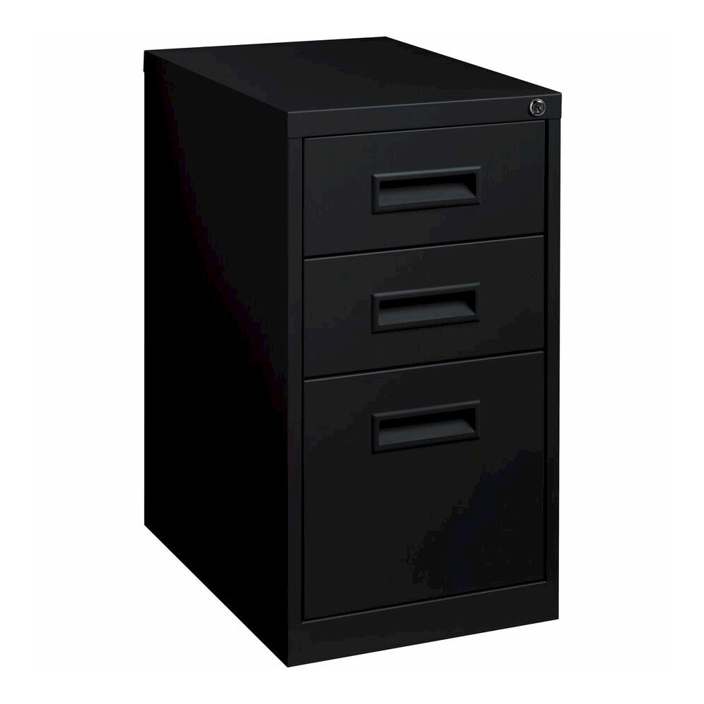 Lorell 22" Box/Box/File Mobile File Cabinet with Recessed Pull - 15" Width x 22" Depth x 27.7" Height - 3 x Drawer(s) for Box, File - Letter - Security Lock, Ball-bearing Suspension - Black - Powder C. Picture 7