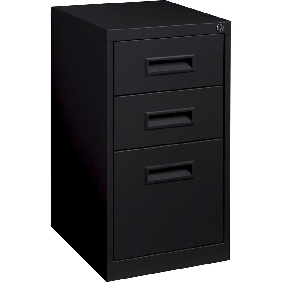 Lorell 19" Box/Box/File Mobile File Cabinet with Recessed Pull - 15" Width x 19" Depth x 28" Height - 3 x Drawer(s) for Box, File - Letter - Ball-bearing Suspension - Black - Steel - Recycled. Picture 7