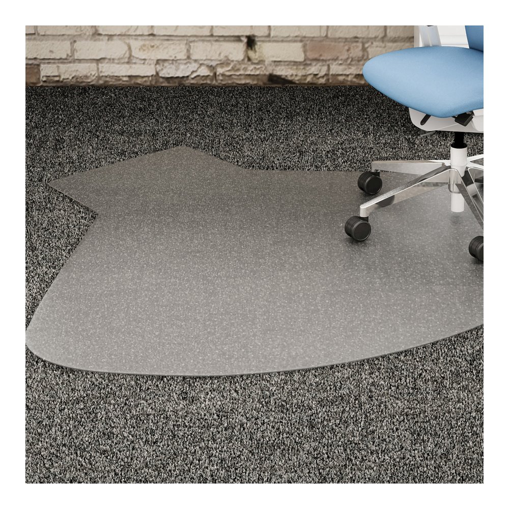 Lorell Corner Workstation Chair Mat for Medium-Pile Carpet - 48" x 60" - Carpeted Floor - 66" Length x 48" Width x 60" Depth x 0.085" Thickness - Lip Size 12" Length x 20" Width - Polycarbonate - Clea. Picture 2