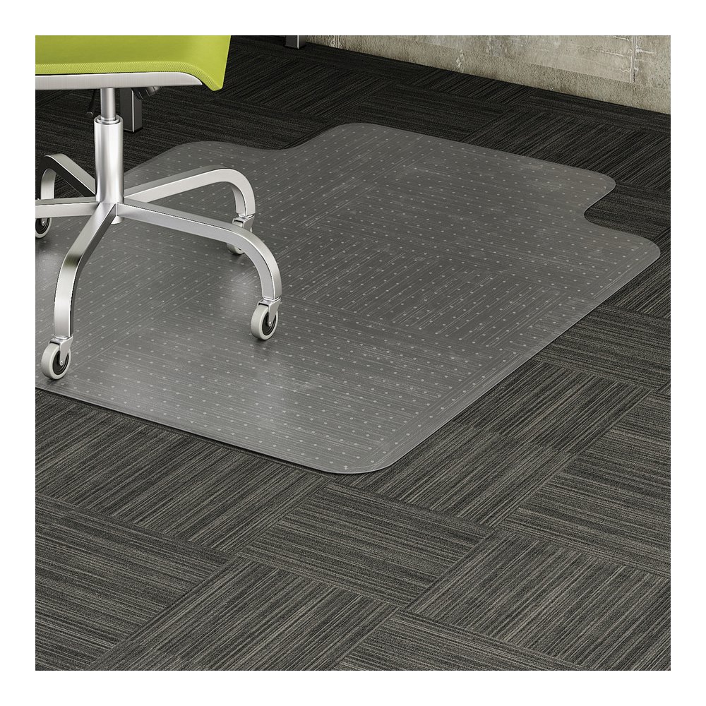 Lorell Lipped Chair Mat for Low-Pile Carpet - 48" x 60" - Carpeted Floor - 60" Length x 48" Width x 60" Depth x 0.100" Thickness - Lip Size 12" Length x 25" Width - Vinyl - Clear - 1 Each. Picture 2