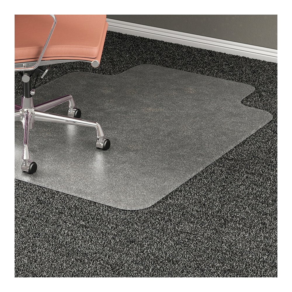 Lorell Lipped Chair Mat for Plush Pile Carpets - 45" x 53" - Carpeted Floor - 53" Length x 45" Width x 53" Depth x 0.173" Thickness - Lip Size 12" Length x 25" Width - Vinyl - Clear - 1 Each. Picture 2