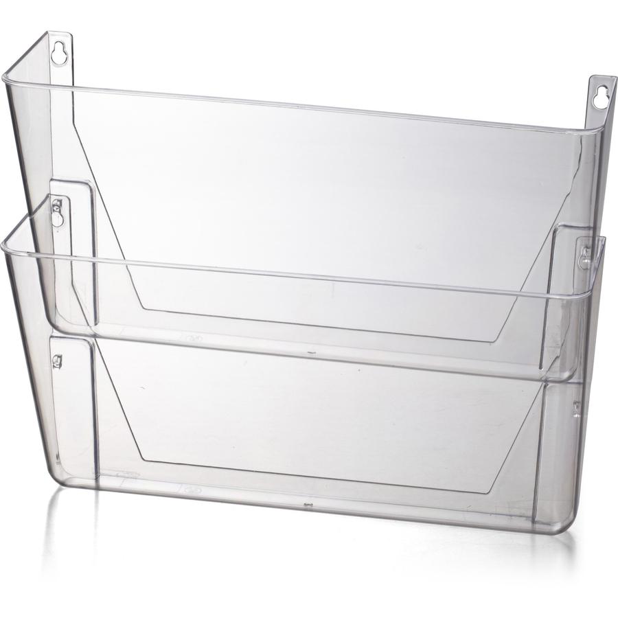 Officemate Mountable Wall File, Clear, 2PK - 10.6" Height x 13" Width x 4.1" Depth - Clear - Plastic - 2 / Box. Picture 2